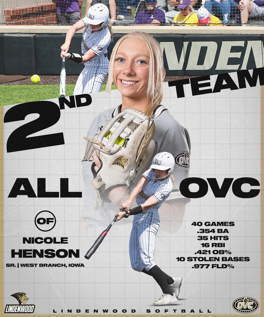 Lindenwood Athletics (@lu_lions) on Twitter photo πππ-πππ ππππππ πππππ¦π₯
Nicole Henson from <a href="/LindenwoodSB/">Lindenwood Softball</a> was named to the All-OVC 2nd Team in the outfield after hitting a team-best .354βΌοΈ
Henson had an on-base percentage of .421 while leading the team in runs (19) and stolen bases (10)β¬οΈ
#NewLevel | #OVCit πππ-πππ ππππππ πππππ¦π₯
Nicole Henson from <a href="/LindenwoodSB/">Lindenwood Softball</a> was named to the All-OVC 2nd Team in the outfield after hitting a team-best .354βΌοΈ
Henson had an on-base percentage of .421 while leading the team in runs (19) and stolen bases (10)β¬οΈ
#NewLevel | #OVCit