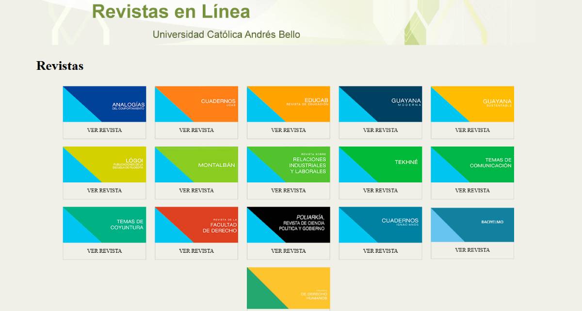 💻 Conoce el trabajo investigativo propio de la #UCAB, recogido en las 16 revistas especializadas de los 11 centros e institutos de investigación que están publicadas en línea, cuyos números puedes consultar y descargar ahora.🔎goo.su/RLKzs6H