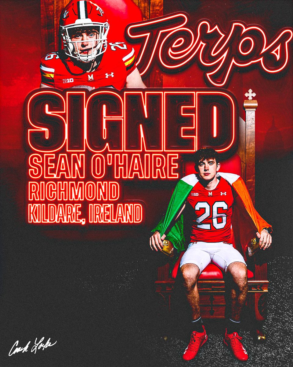 Maryland Football (@terpsfootball) on Twitter photo Kicking it in Terpsville
<a href="/SeanOHaire4/">Sean Oβ Haire</a> is officially signed βοΈ
ποΈ go.umd.edu/1z7n Kicking it in Terpsville
<a href="/SeanOHaire4/">Sean Oβ Haire</a> is officially signed βοΈ
ποΈ go.umd.edu/1z7n