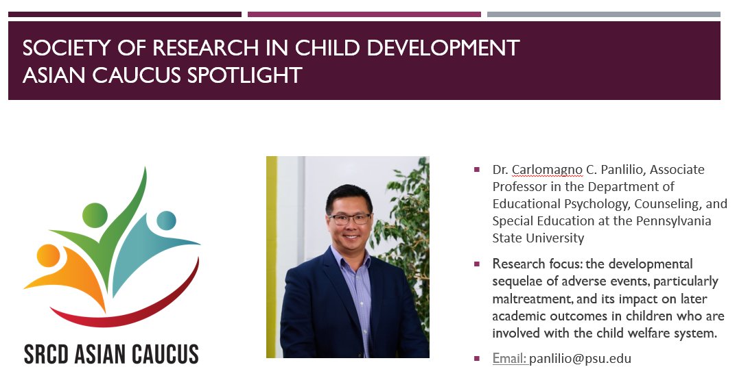 SRCD Asian Caucus (@srcdasiancaucus) on Twitter photo SRCD Asian Caucus, May Member Spotlight, Dr. Carlomagno C. Panlilio, Associate Professor in the Department of Educational Psychology, Counseling, and Special Education at the Pennsylvania State University <a href="/PSU_CollegeOfEd/">Penn State College of Education</a>
@CmsnPsu SRCD Asian Caucus, May Member Spotlight, Dr. Carlomagno C. Panlilio, Associate Professor in the Department of Educational Psychology, Counseling, and Special Education at the Pennsylvania State University <a href="/PSU_CollegeOfEd/">Penn State College of Education</a>
@CmsnPsu