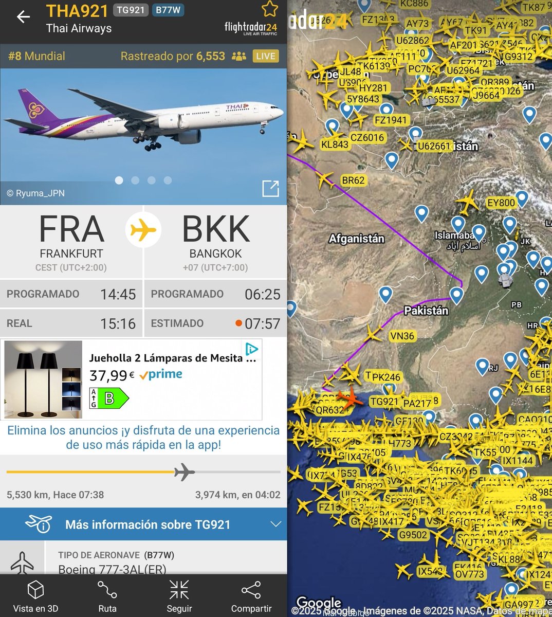El espacio aéreo paquistaní está prácticamente vacío y los aviones que se dirigían a este país han dado media vuelta y se están desviando a aeropuertos alternativos fuera del país. Aviones que iban a sobrevolar el norte de Pakistán han hecho grandes y urgentes desvíos debido a