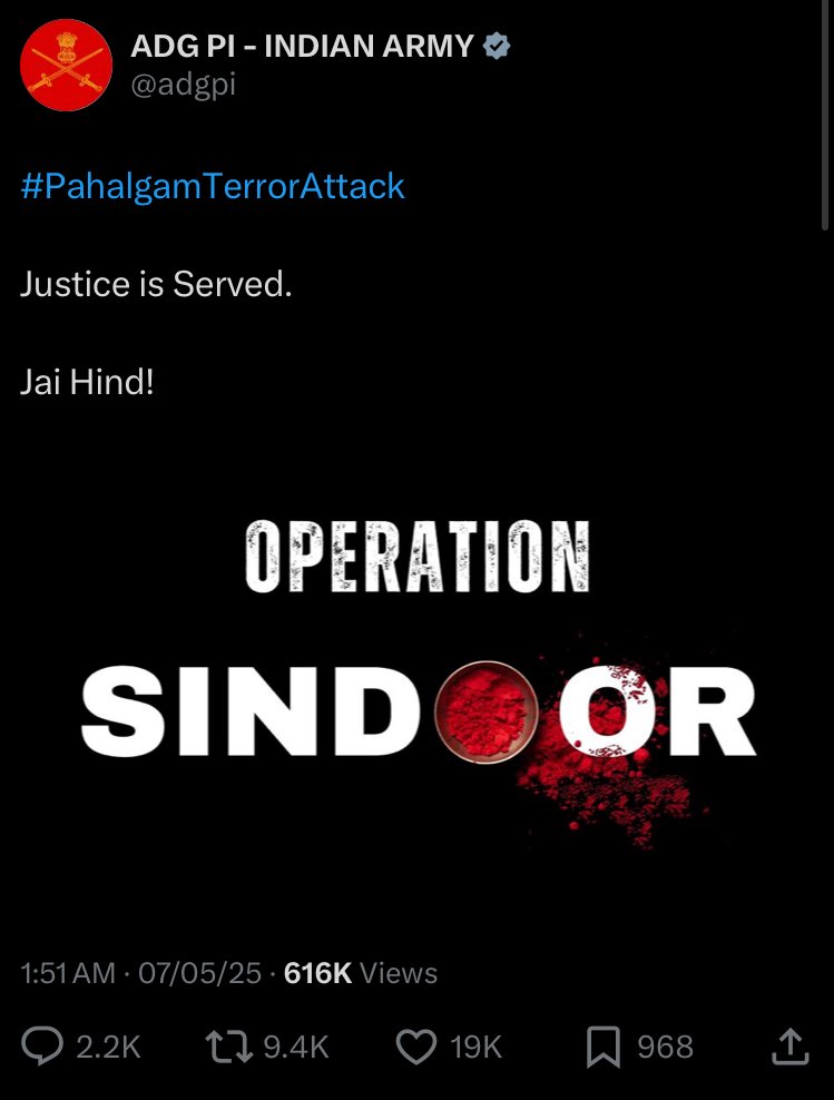 confuse કરીને fuse ઉડાડે એ ભારત!
ભારતીય સેનાનું Operation 'સિંદૂર' લોન્ચ..
આતંકીઓના ઠેકાણા પર એરસ્ટ્રાઇક !

#airstrike #IndianArmedForces