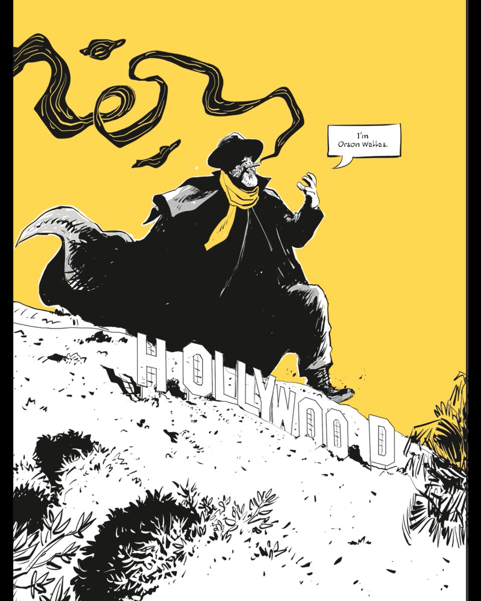 From renowned graphic novelist Youssef Daoudi comes a radically new look at the director of Citizen Kane and Touch of Evil: legendary filmmaker Orson Welles.
📽️​ THE GIANT with words and art by <a href="/youssef/">Bigg Youss</a>.daoudi.bd📽️