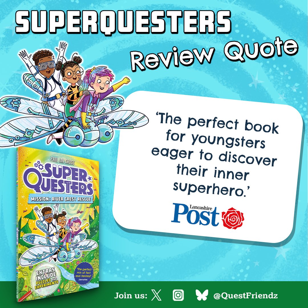 QuestFriendz (@questfriendz) on Twitter photo Last week we got a brilliant review in the <a href="/leponline/">Lancashire Post</a> by <a href="/PNorfolk_BookRe/">PNorfolk_BookReviews</a>.
Pam said that SuperQuesters Mission: River Quest Rescue is:
‘The perfect book for youngsters eager to discover their inner superhero!'
Get your copy now: tinyurl.com/AmazonMRCR Last week we got a brilliant review in the <a href="/leponline/">Lancashire Post</a> by <a href="/PNorfolk_BookRe/">PNorfolk_BookReviews</a>.
Pam said that SuperQuesters Mission: River Quest Rescue is:
‘The perfect book for youngsters eager to discover their inner superhero!'
Get your copy now: tinyurl.com/AmazonMRCR