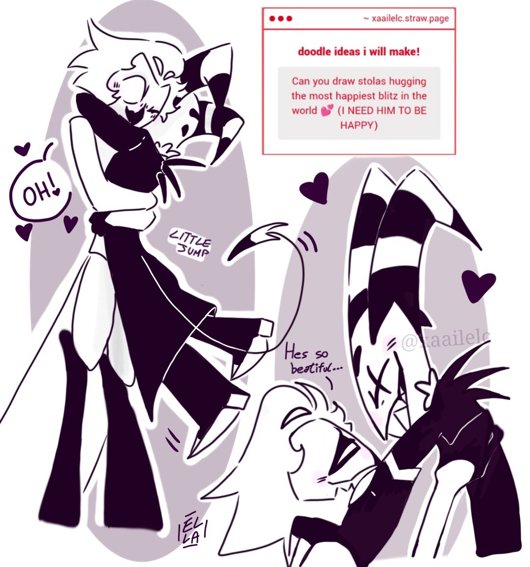 A very strong and therapeutic hug to the happiest Blitz in the world 🫂💞

#HelluvaBoss #Stolitz #HellubaBossFanart #HelluvaBossStolas #blitz