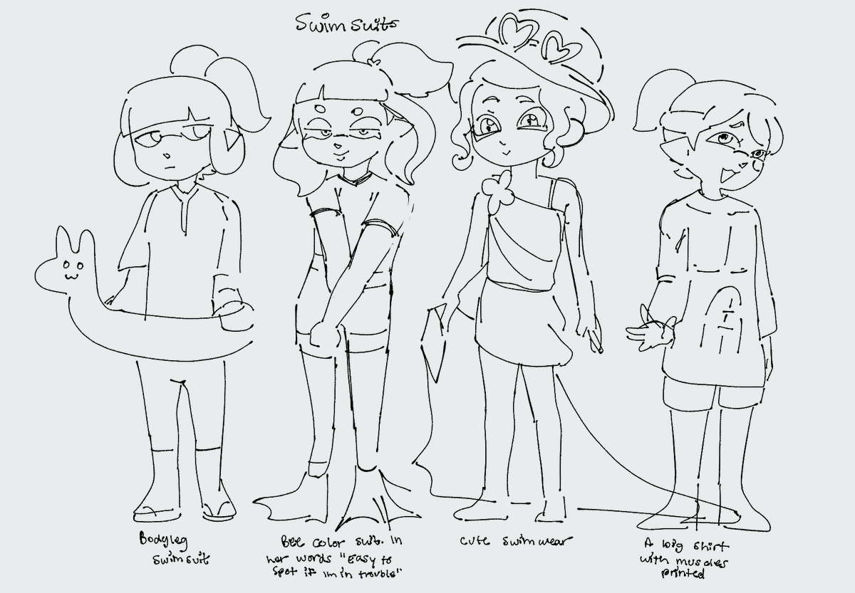 The next comic Im working on takes place at the beach so I wanted to design them all swimwear :D