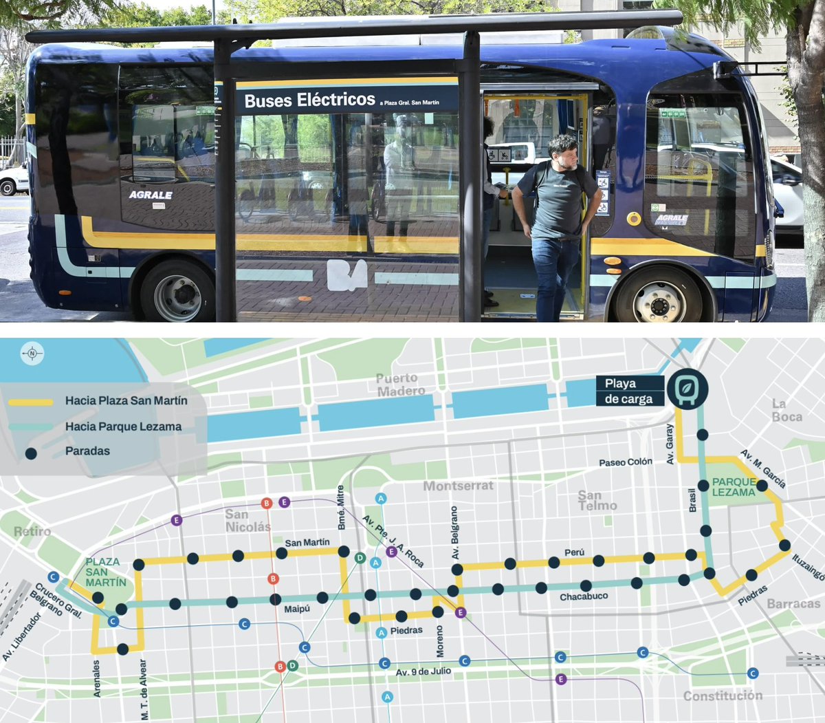 🚍 Mañana comienzan a funcionar los Buses Eléctricos de la Ciudad de Buenos Aires y esto tenes que saber:

- ⏰ Funcionarán de 5 am a 1 am. 
- ⁠🔋Frecuencia cada 10 minutos.
- ⁠🙋🏻‍♂️🙋🏽‍♀️Capacidad para 30 pasajeros.
- ⁠🚏36 paradas señalizadas.
- ⁠📍12 km de recorrido de Parque