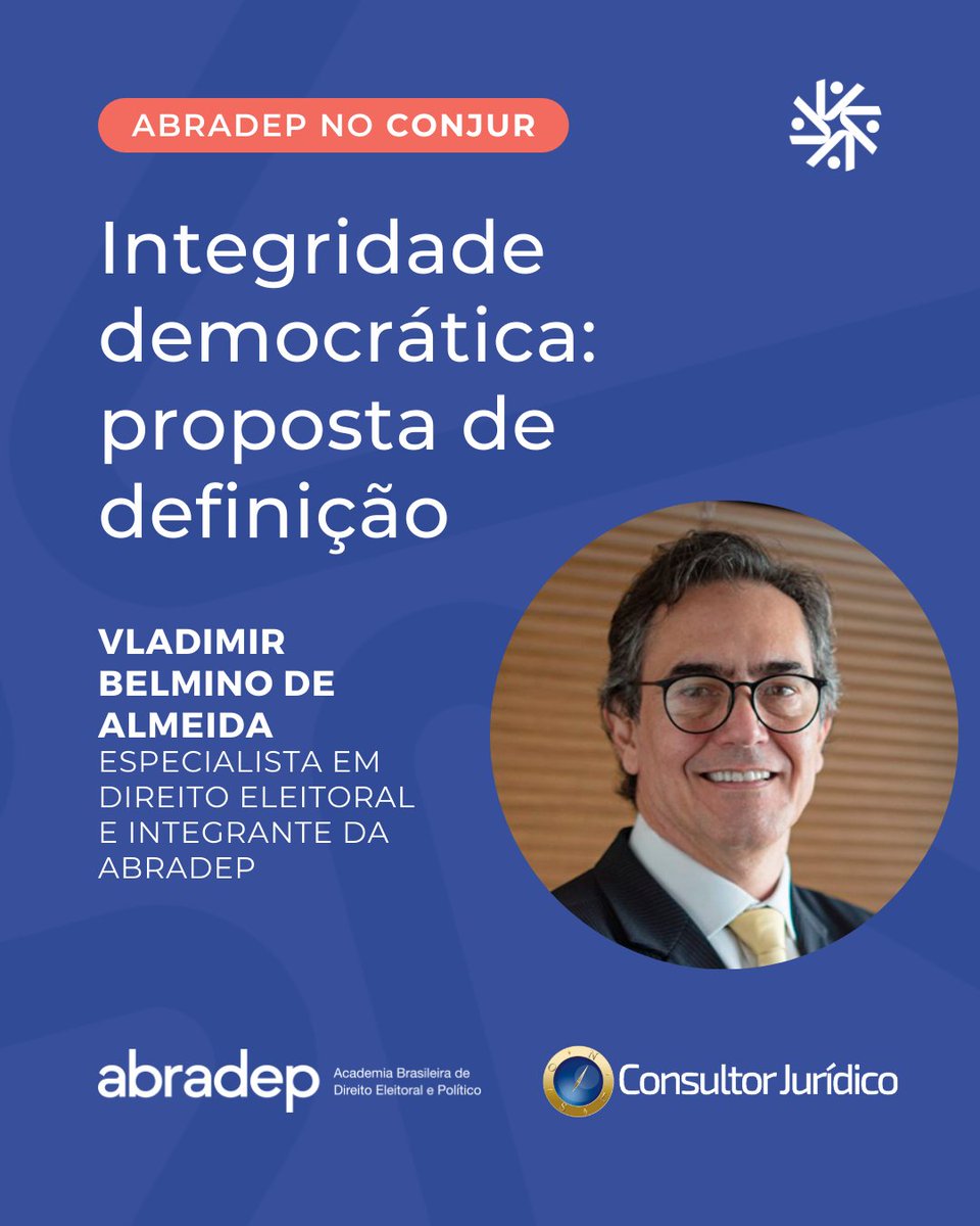 Em artigo na coluna da ABRADEP no Conjur, Vladimir Belmino propõe definição técnica de "integridade democrática" como conformidade das práticas políticas aos princípios constitucionais. A ideia foi debatida na Escola Superior da AGU.
Leia: abradep.org/midias/integri…
#QuemFAZABRADEP
