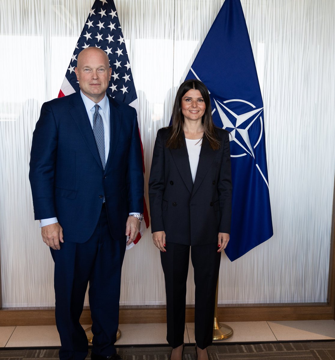 U.S. Ambassador to NATO (@usambnato) on Twitter photo Delighted to welcome Ambassador Milena Kalezić (<a href="/MontenegroNATO/">Montenegro in NATO</a>) to the US Mission today.
Although we've both only recently arrived, we already share a commitment to strengthening our #NATO Alliance.
I enjoyed discussing key steps to achieve it.
#Unity #StrongerTogether Delighted to welcome Ambassador Milena Kalezić (<a href="/MontenegroNATO/">Montenegro in NATO</a>) to the US Mission today.
Although we've both only recently arrived, we already share a commitment to strengthening our #NATO Alliance.
I enjoyed discussing key steps to achieve it.
#Unity #StrongerTogether