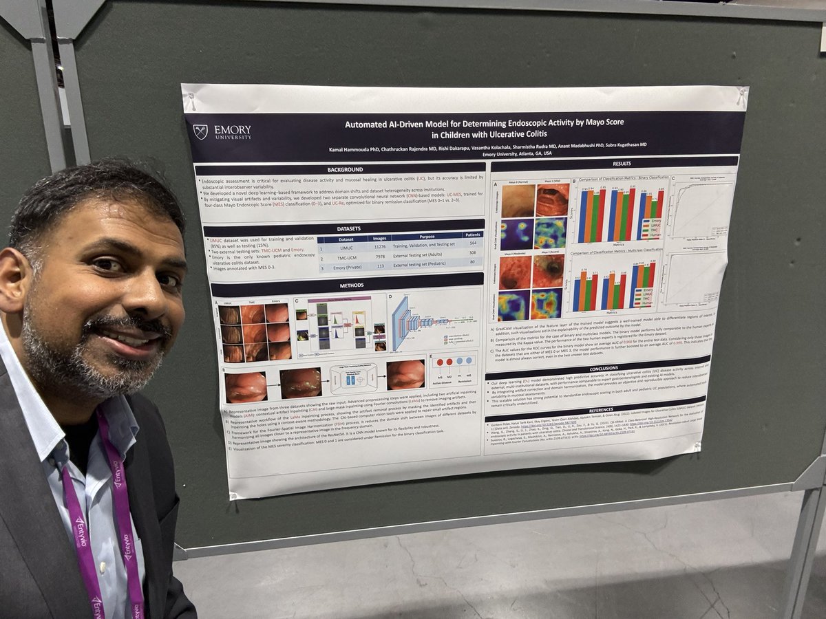 Our poster, ‘Automated AI-Driven Model for determining Endoscopic Activity by Mayo Score in Children with Ulcerative Colitis’ #DDW2025 #BeGutsy