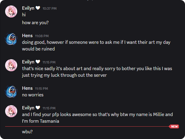 Nothing will ever stop the discord artists from trying to hustle a commission out of you