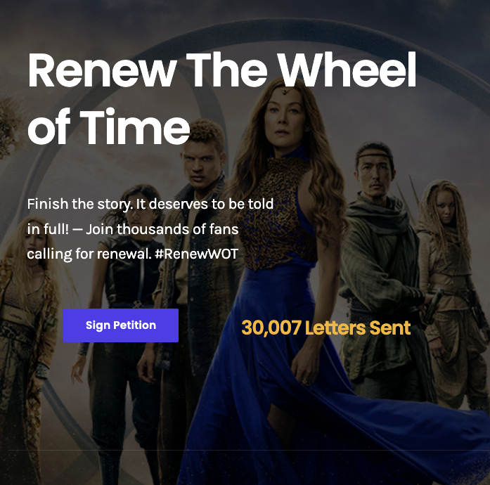 30,000!!!!
Don't stop now! Every signature counts!

Sign the petition 👉  renewwot.com to urge <a href="/SPTV/">Sony Pictures Television 📺</a> and <a href="/AmazonMGMStudio/">Amazon MGM Studios</a> to renew The Wheel of Time.
#TheWheelOfTime #RenewWOT