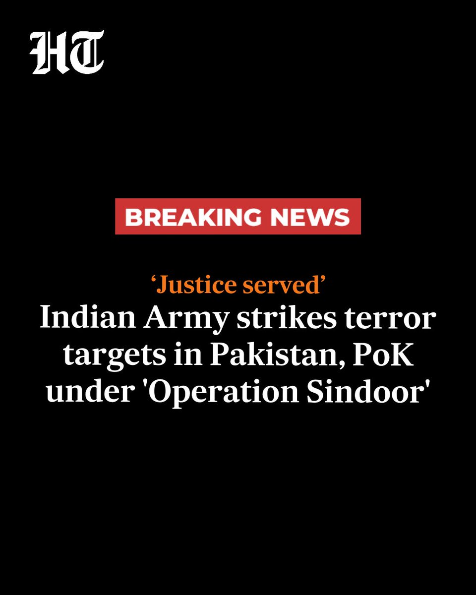 #BREAKING | "Justice is Served. Jai Hind", Indian Army posted on X after conducting strikes in the early hours of Wednesday (May 7), under Operation Sindoor. 

More details: hindustantimes.com/india-news/jus…