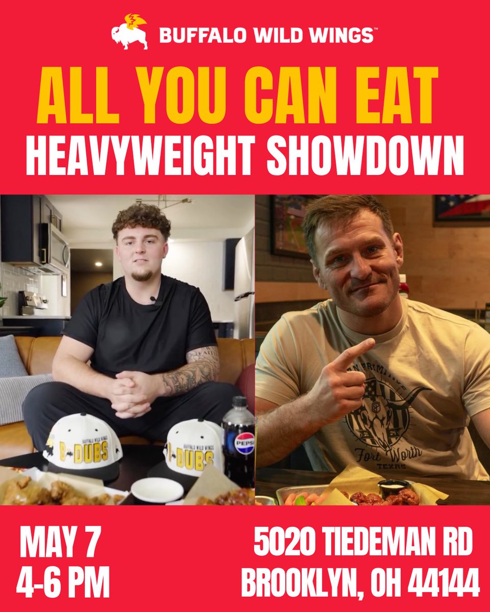 Meet me and @masongraham_55 at Buffalo Wild Wings All You Can Eat Wednesday May 7 @bwwings #partner