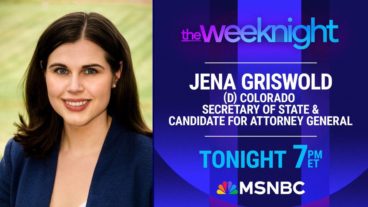 The Weekend on MSNBC (@theweekendmsnbc) on Twitter photo Trump is throwing the weight of the Justice Dept. behind efforts to free former Mesa County clerk Tina Peters. She’s an election denier who was sent to state prison for tampering with voting machines. Tune in to hear what CO Secretary of State <a href="/JenaGriswold/">Jena Griswold</a> has to say about it. Trump is throwing the weight of the Justice Dept. behind efforts to free former Mesa County clerk Tina Peters. She’s an election denier who was sent to state prison for tampering with voting machines. Tune in to hear what CO Secretary of State <a href="/JenaGriswold/">Jena Griswold</a> has to say about it.