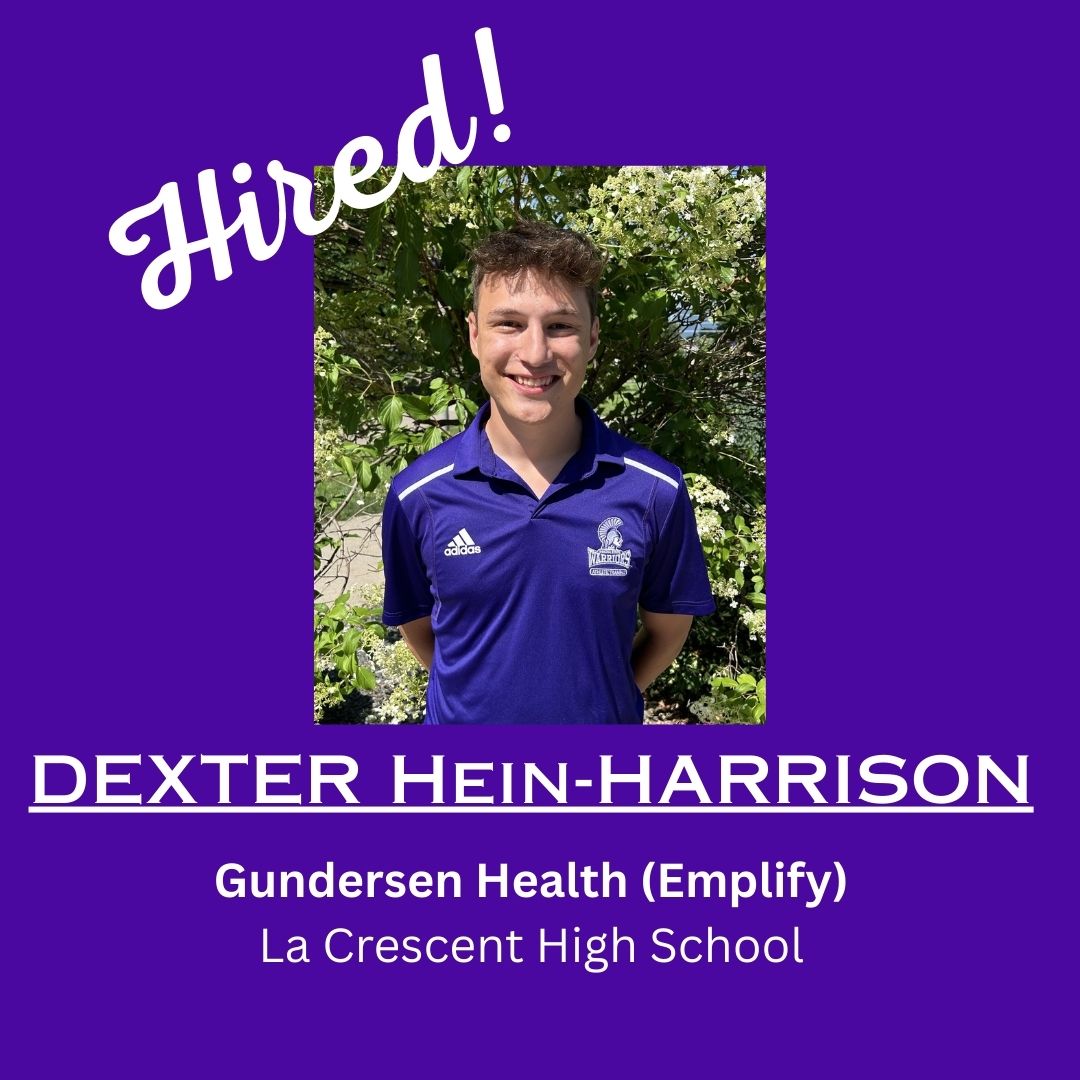 Congratulations to 2nd Year MSAT Student Dexter Hein-Harrison on securing a position with Gundersen Health (Emplify)! Dexter will be working at La Crescent High School. Congrats! #AT4ALL