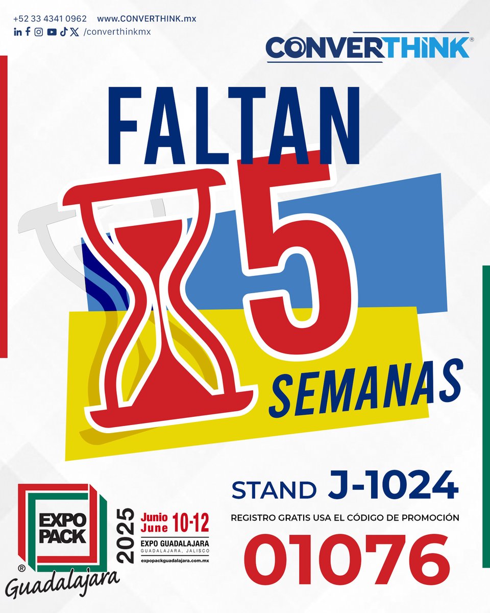 converthinkMx's tweet image. ⏳ 5 semanas para @ExpoPack  y en #Converthink ya estamos afinando cada detalle para sorprenderte con nuestras innovaciones en empaque de plástico corrugado. 💡

📌 Stand J-1024

Haz tu registro GRATIS usando nuestro código *01076*
xpressreg.net/register/pack0…
