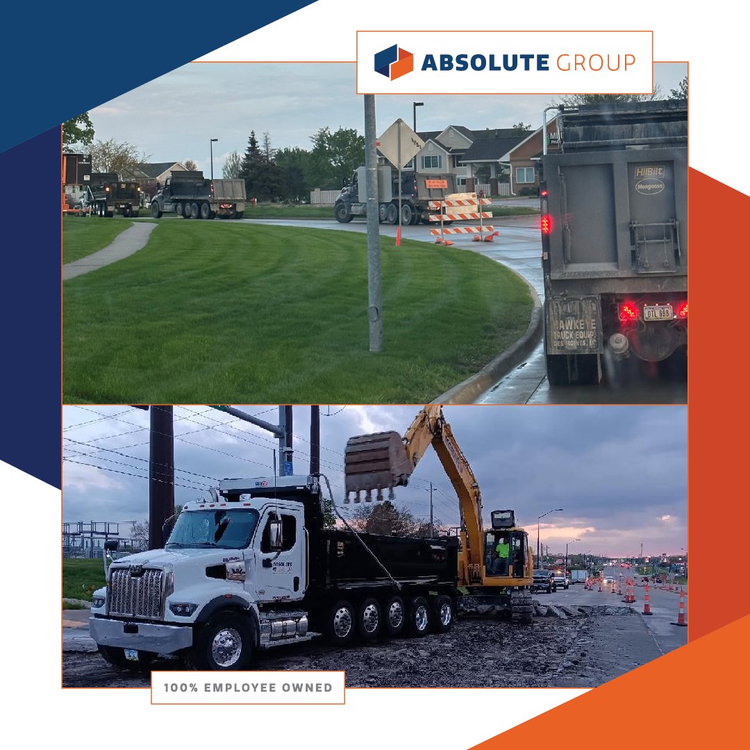 From the field: Division 03 removing concrete and dirt from 8th St in Altoona on a Friday night with our trucking division hauling it away.