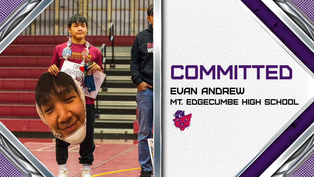 Welcome to the Linfield family, Evan Andrew! Evan was a DII state runner-up in Alaska as a senior, and placed 5th as a junior. 😼🤼🟣

#RollCats | #MatCats  | #d3wrestle