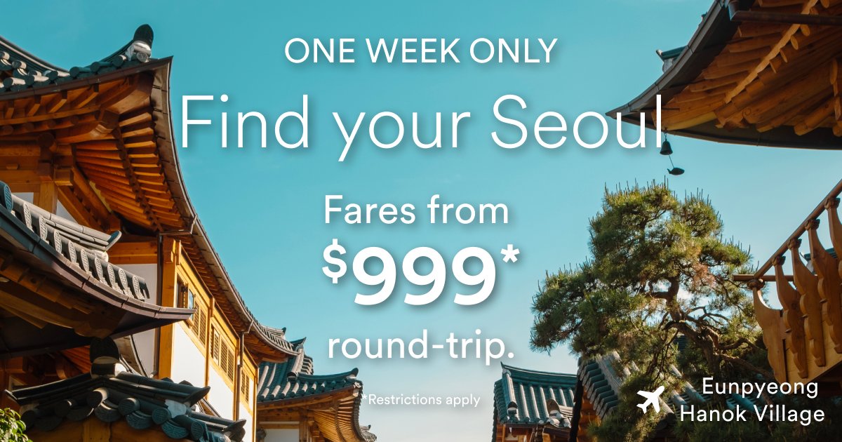 Our recos for Seoul: Indulge in the night market, stroll along a stream and experience a palace.  Round-trip fares from $999. Book nonstop to Seoul on HawaiianAirlines.com by 05/13/2025 at 11:59 PM PT. Restrictions apply.