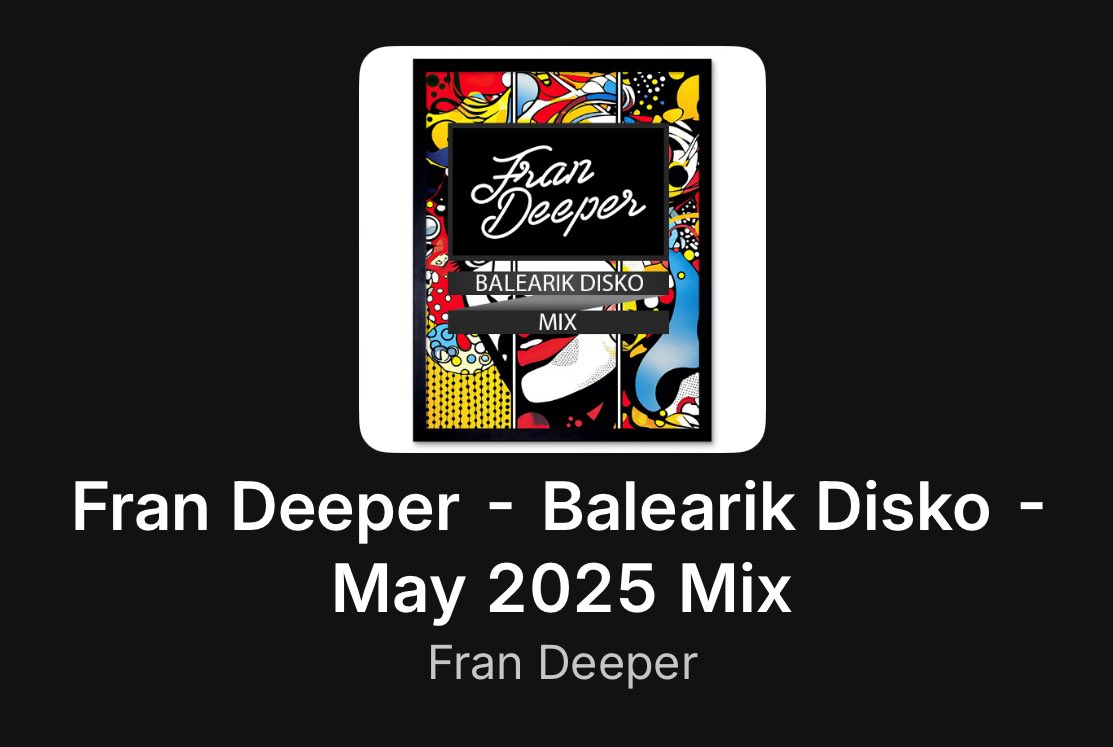 🌞 Island soul meets retro rhythm
🎧 Balearik Disko Mix by Fran Deeper / Just dropped on 🟠 SoundCloud / Perfect for sunset sessions and sunrise grooves 🌅
.
Play▶️; on.soundcloud.com/BXMaooXDb88QV1…
.
#disco #frandeeper #balearic #electronicmusic #mix #set