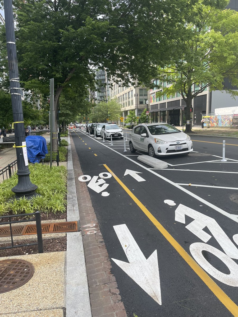 New protected bike lane on First Street NE! 👏🏽