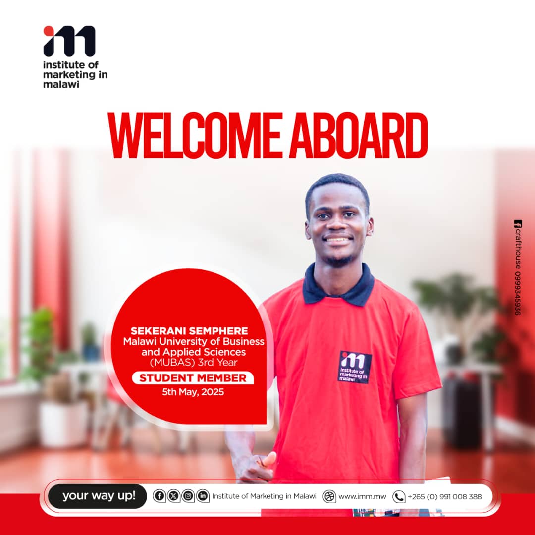 SekeranSemphere's tweet image. I'm thrilled to share that I've joined the Institute Of Marketing in Malawi as a Student Member here at MUBAS. I look forward to connecting with fellow professionals &amp;amp; growing my skills in the field of marketing,  ready to learn &amp;amp; make an impact
#IMM #MUBAS
#Your_Way_Up
#Marketer