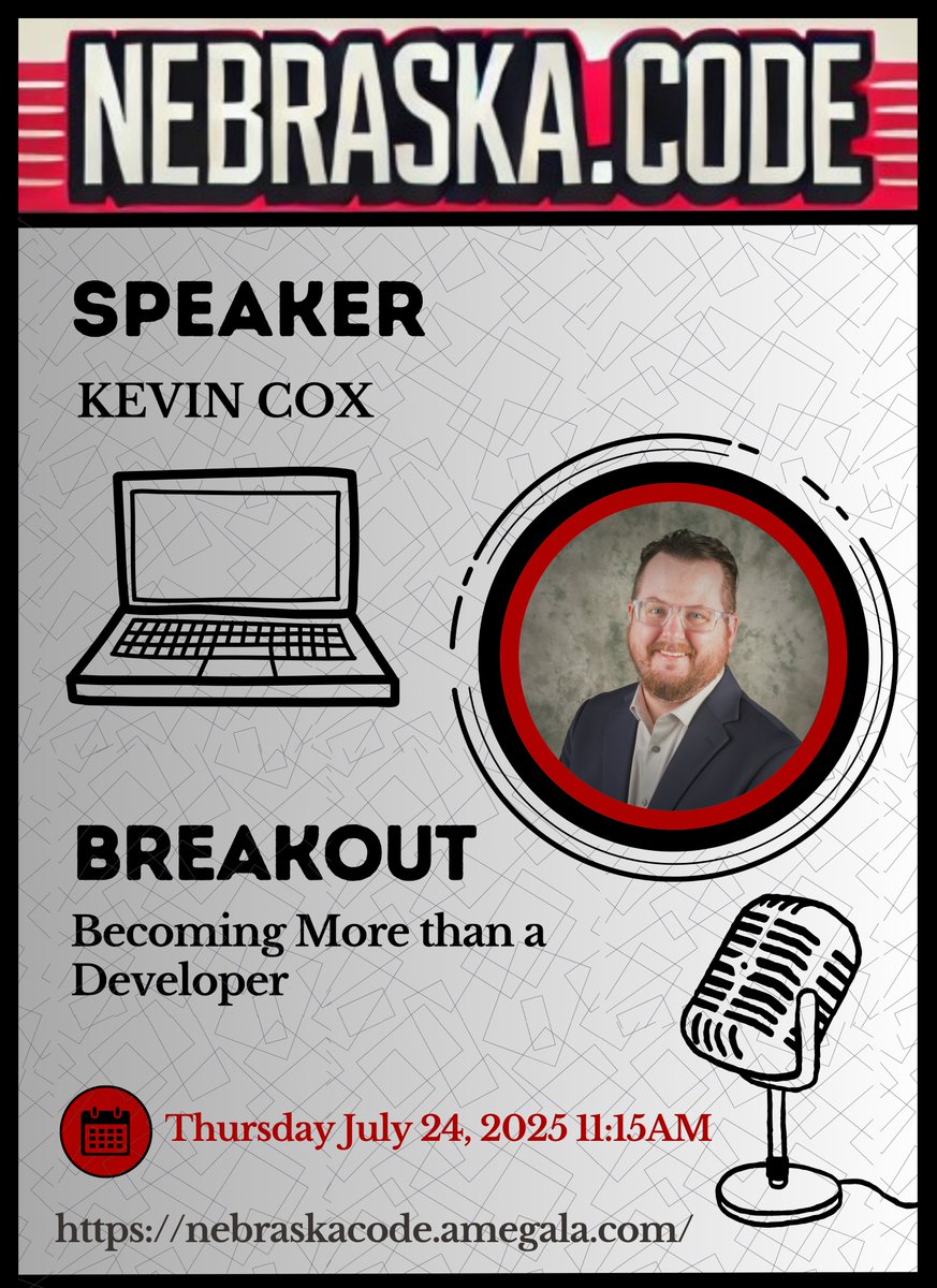 Amegala (@amegala) on Twitter photo Kevin Cox presents 'Becoming More than a Developer' July 24th at Nebraska.Code().
nebraskacode.amegala.com
#Management #TechAdvocate #CareerProgression #TechCareer #Nebraska <a href="/IowaInnovation/">Iowa Innovation Corp</a> <a href="/1MCCR/">1 Million Cups Cedar Rapids</a> <a href="/hummingbirdshq/">Hummingbirds</a> <a href="/Trilix/">Trilix</a> <a href="/itsuiowa/">ITS University of Iowa</a> <a href="/u_nebraska/">University of Nebraska System</a> <a href="/OrientalTrading/">Oriental Trading</a> <a href="/JournalStarNews/">Lincoln Journal Star</a> Kevin Cox presents 'Becoming More than a Developer' July 24th at Nebraska.Code().
nebraskacode.amegala.com
#Management #TechAdvocate #CareerProgression #TechCareer #Nebraska <a href="/IowaInnovation/">Iowa Innovation Corp</a> <a href="/1MCCR/">1 Million Cups Cedar Rapids</a> <a href="/hummingbirdshq/">Hummingbirds</a> <a href="/Trilix/">Trilix</a> <a href="/itsuiowa/">ITS University of Iowa</a> <a href="/u_nebraska/">University of Nebraska System</a> <a href="/OrientalTrading/">Oriental Trading</a> <a href="/JournalStarNews/">Lincoln Journal Star</a>