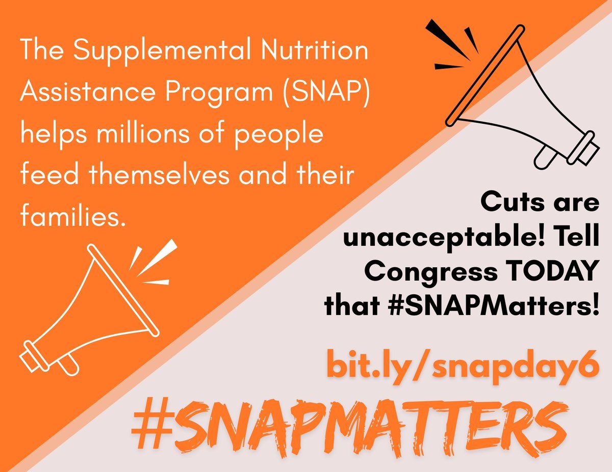 WooFoodPolicy's tweet image. SNAP helps families put food on the table.
Families, seniors &amp;amp; kids deserve food security, not cuts.
Every $1B in SNAP benefits = $1.54B in GDP growth.

🗣️ Tell Congress: #HandsOffSNAP! – No Cuts!

Go to bit.ly/snapday6 to take action! #SNAPMatters