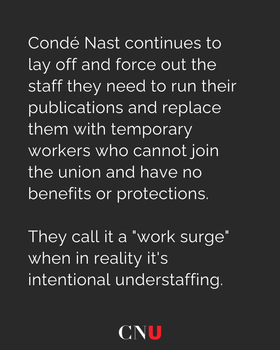 condeunion's tweet image. The #MetGala is fashion’s biggest party, but it wouldn’t be possible without Condé Nast’s unionized employees. A dandy night for celebrities is made possible by overworked and underpaid employees.