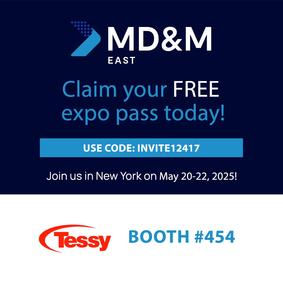 🚨 Only two weeks to go until MD&amp;M East! 🚨
Come visit Tessy at Booth #454!
Register here and use discount code INVITE12417 to receive a free expo pass!  xpressreg.net/register/MDME0…