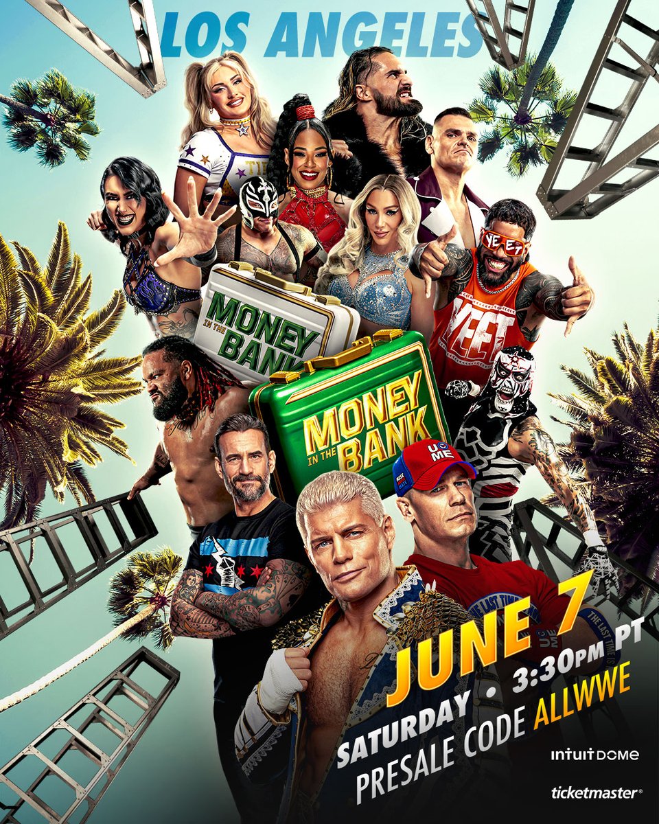 WWE's tweet photo. .@IntuitDome, are you ready?! Tickets for #MITB are on sale now with presale code: ALLWWE

🎟️: https://t.co/LIQVDhIn71 https://t.co/WCOIWDYD2p