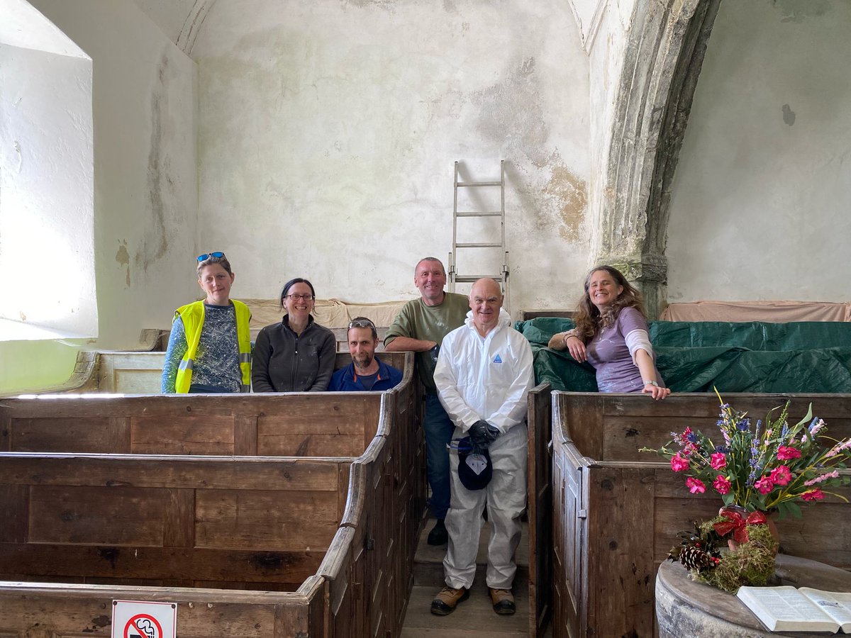 TheCCT's tweet photo. St. Petrock's Parracombe, Devon has had a lime washing day! #Limewash creates a breathable layer that will help protect the fabric of the church. Some microbiological staining has also been removed, thanks to our wonderful volunteers. Visit St. Petrocks: https://t.co/CIDShhsgXW https://t.co/6yLWJ0OSEK