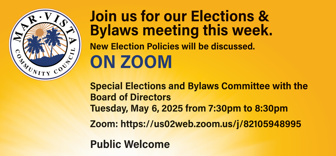 Join us at our Special Elections and Bylaws Committee Meeting this week. New Policy will be discussed for Elections.. - mailchi.mp/marvista/rezon…