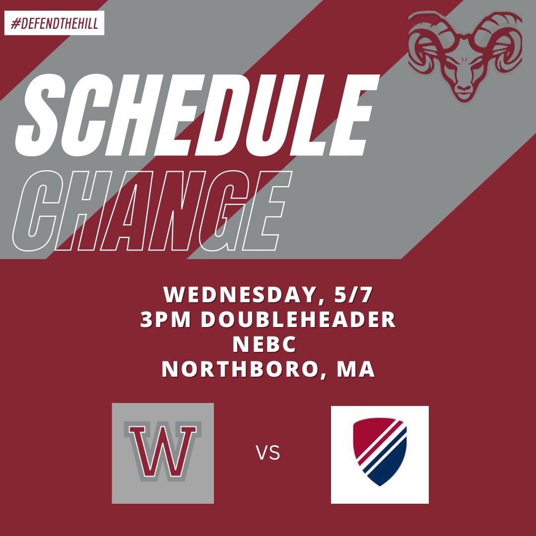 Update for Wednesday, 5/7. 

We will be playing a DH vs Dexter beginning at 3pm.

#WorcesterBaseball #DefendTheHill