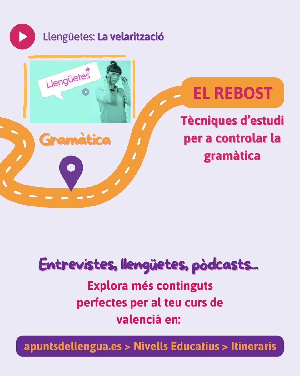 📍Explora els nostres itineraris!

📖Trobaràs quines Llengüetes, exercicis, episodis del pòdcast o vídeos s'adapten al teu temari. Els continguts d'Apunts de Llengua perfectes per a cada curs. Hui: examples ideals per al 3r d'ESO ✈️.

👀En: apuntsdellengua.es/itineraris!