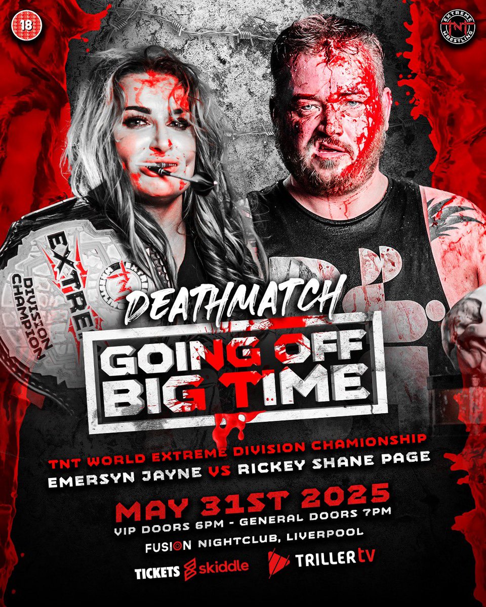💥 GOING OFF BIG TIME 2025💥

BREAKING: A huge deathmatch has just been signed as DOA winner Rickey Shane Page takes on Emersyn Jayne for the Extreme Division World Championship at Going Off Big Time!

🎟️ GET YOUR TICKETS HERE 🎟️
skiddle.com/whats-on/Liver…