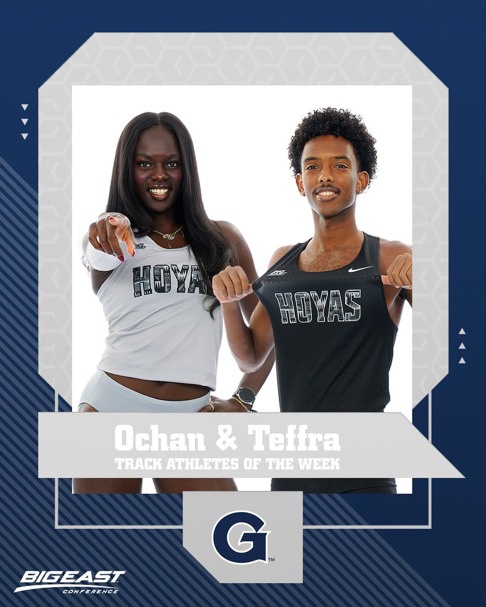 Georgetown Track & Field / XC (@hoyastrackxc) on Twitter photo Ochan and Teffra earn <a href="/BIGEAST/">BIG EAST Conference</a> Track Athlete of Week honors following their incredible performances over the weekend๐
Read more about it on GUHoyas.com
#HoyaSaxa Ochan and Teffra earn <a href="/BIGEAST/">BIG EAST Conference</a> Track Athlete of Week honors following their incredible performances over the weekend๐
Read more about it on GUHoyas.com
#HoyaSaxa