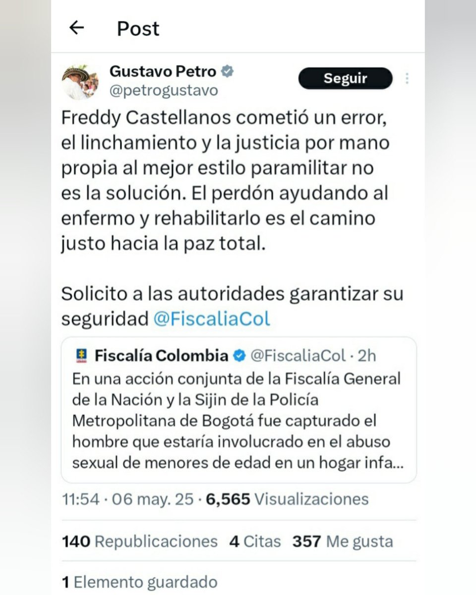 A Petro se le borró este trino apoyando y defendiendo al violador del ICBF quien además contagio de VIH a dos de ellos. Aquí se lo recuperamos.