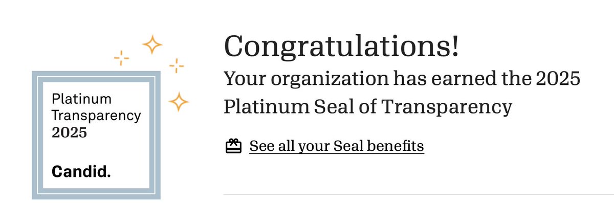 We are excited to announce our designation on the Platinum Seal of Transparency!  We appreciate your support!
