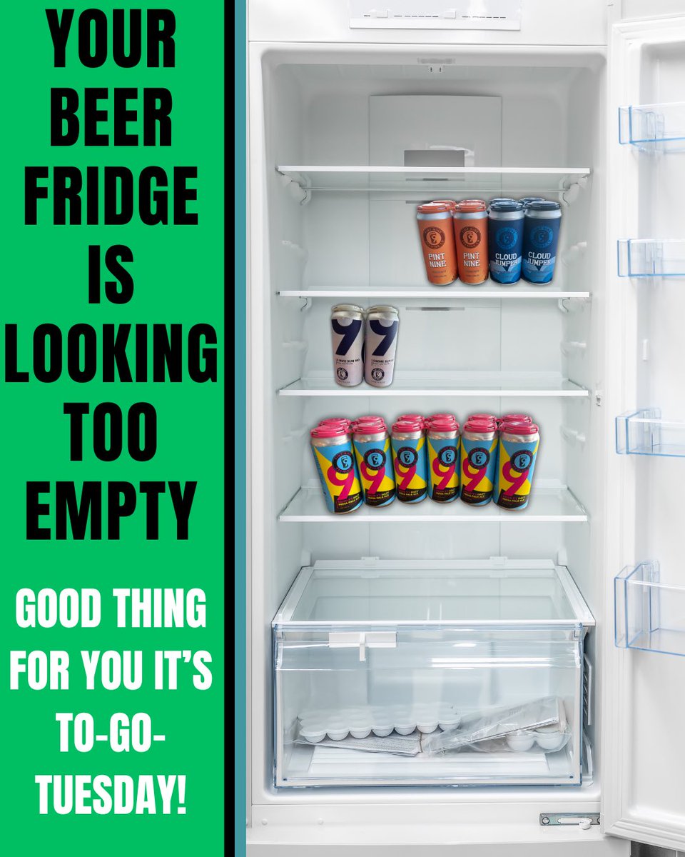 PintNine's tweet photo. Your beer fridge called and said it needs you to you stop by tonight to stock up since it’s #ToGoTuesday!
$3 off all crowlers + $1 off 4pks
The Abra Kebabra LLC will be here too so you better just make a night of it 🤗
#pintninebrewing #drinklocalne #craftbeer https://t.co/npa5sQLsz8