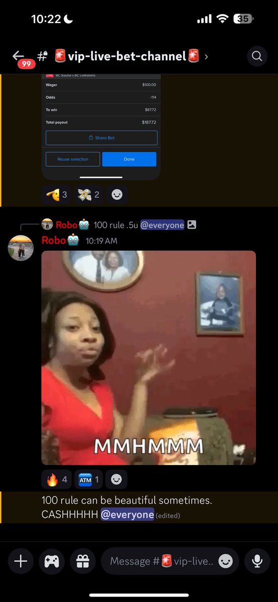 WinnersLoungeHQ's tweet image. VIP live bet channel is on fire 🔥 
Robo @TezoGlizzy @hawktahj @Wadamnfrog are absolutely crushing it this morning ✅✅✅✅✅

2-Day Free Trial: 
whop.com/checkout/plan_…

Come check us out and see for yourself there’s money to be made all day long ‼️