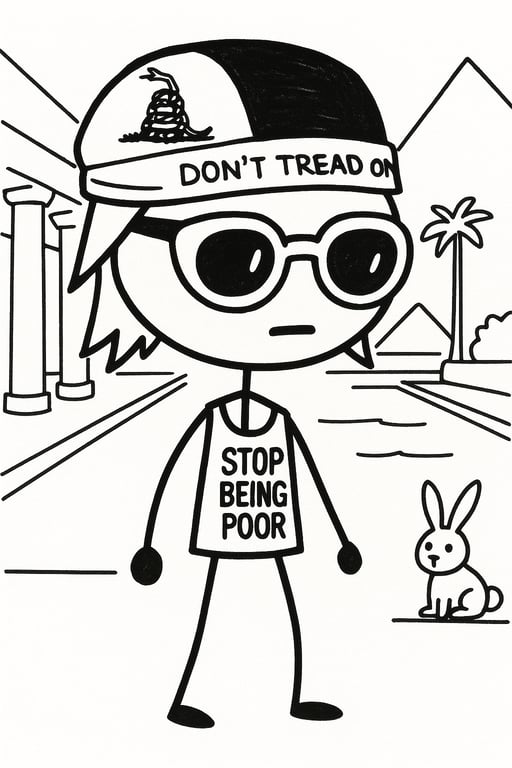Limfork's tweet photo. Convert this image into a simple black and white cartoon in 'stickman' style. Use minimalistic line art with thin lines, stick figure limbs, and basic outlines for facial features. Keep recognizable personal features like hairstyle, glasses, accessories, or facial shape so the person is still identifiable in cartoon form. Maintain a clean, modern, and slightly sarcastic tone, similar to meme or satirical art.
AxREBxD1GFWkSc9JiwbKG5qEdqCbjz2aKhiXHxZcpump