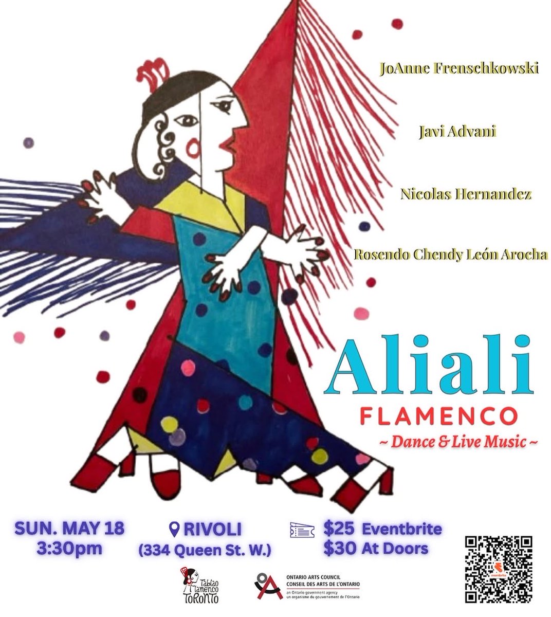 Aliali FLAMENCO - May 18th at the Rivoli!

Tablao Flamenco Toronto are putting on an amazing flamenco show with a top-notch lineup!

Baile: JoAnne Frenschkowski
Guitar: Nicolas Hernandez
Cante: Javi Advani
Cajon: Rosendo Chendy León Arocha

🎟️ Tickets! eventbrite.ca/e/aliali-flame…