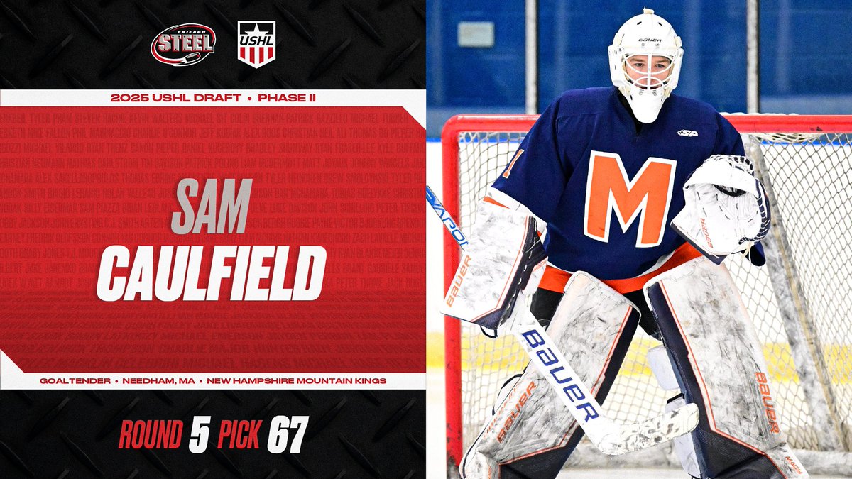 With the 67th overall pick in Round 5 of the Phase II Draft, we have selected G Sam Caulfield.   

Welcome to the Steel, Sam!  

#FeelSteel #USHLDraft