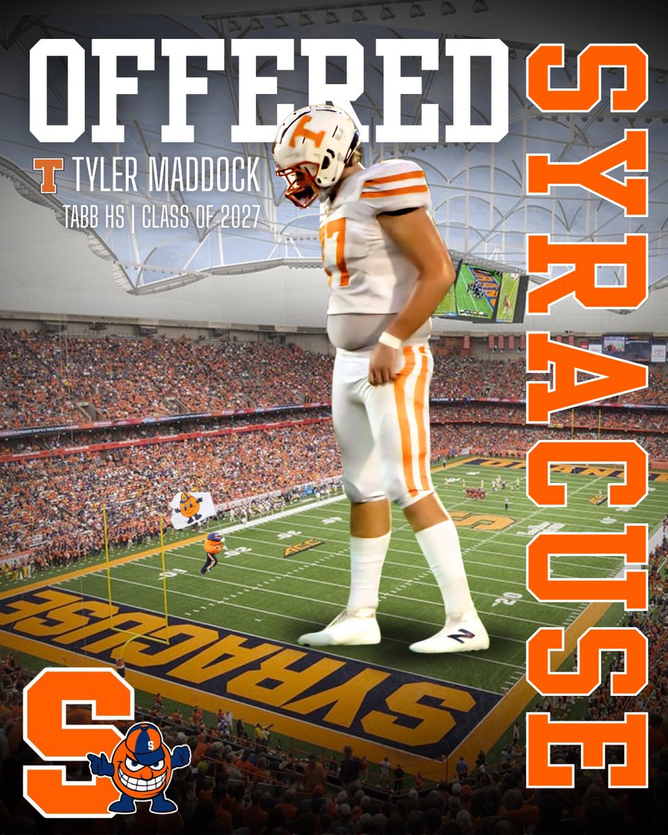 Tabb Tigers Football (@tabb_football) on Twitter photo Congrats to <a href="/77TylerMaddock/">Tyler Maddock</a> on his first official offer from <a href="/CuseFootball/">Syracuse Football</a>
<a href="/CoachDRedd/">Devin Redd</a> Congrats to <a href="/77TylerMaddock/">Tyler Maddock</a> on his first official offer from <a href="/CuseFootball/">Syracuse Football</a>
<a href="/CoachDRedd/">Devin Redd</a>