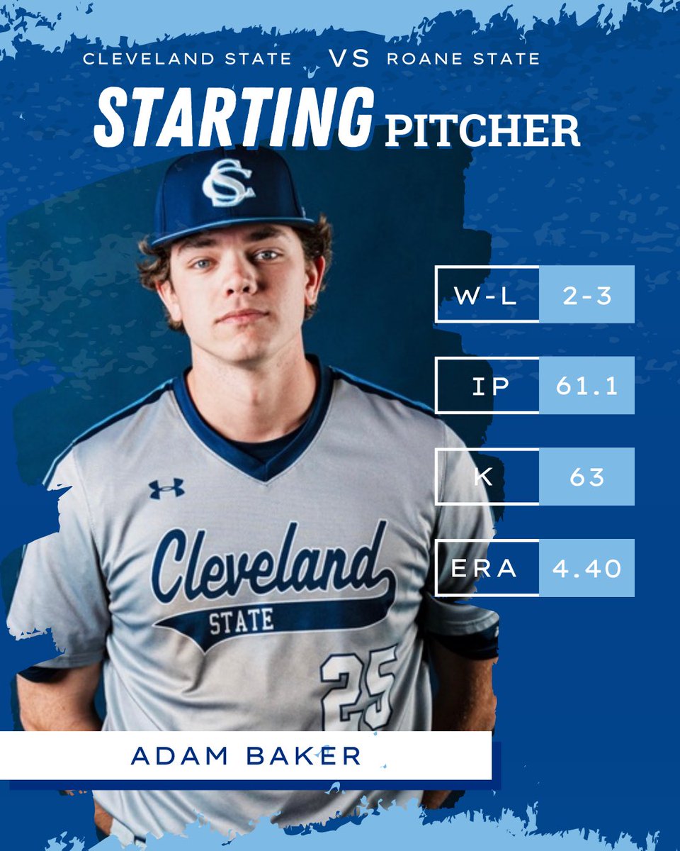 Cleveland State ⚾️ (@cscc_bsb) on Twitter photo Starting pitcher for today’s game against Roane State is Adam Baker!
<a href="/CS_Athletics/">Cleveland State Cougars</a>
#ClevelandStateBaseball Starting pitcher for today’s game against Roane State is Adam Baker!
<a href="/CS_Athletics/">Cleveland State Cougars</a>
#ClevelandStateBaseball
