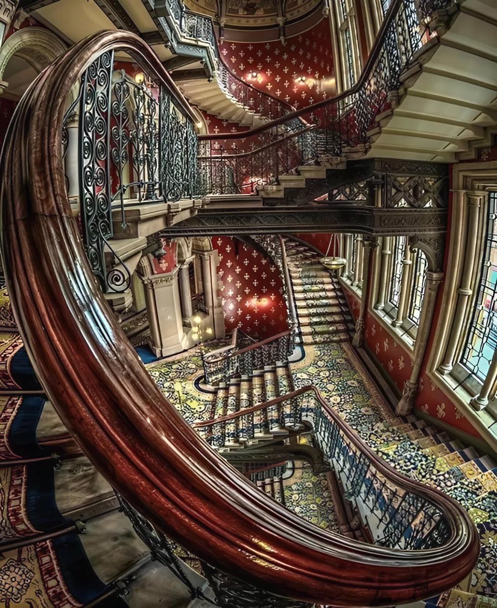 The Grand Staircase of the St. Pancras Renaissance Hotel, London, 1873.