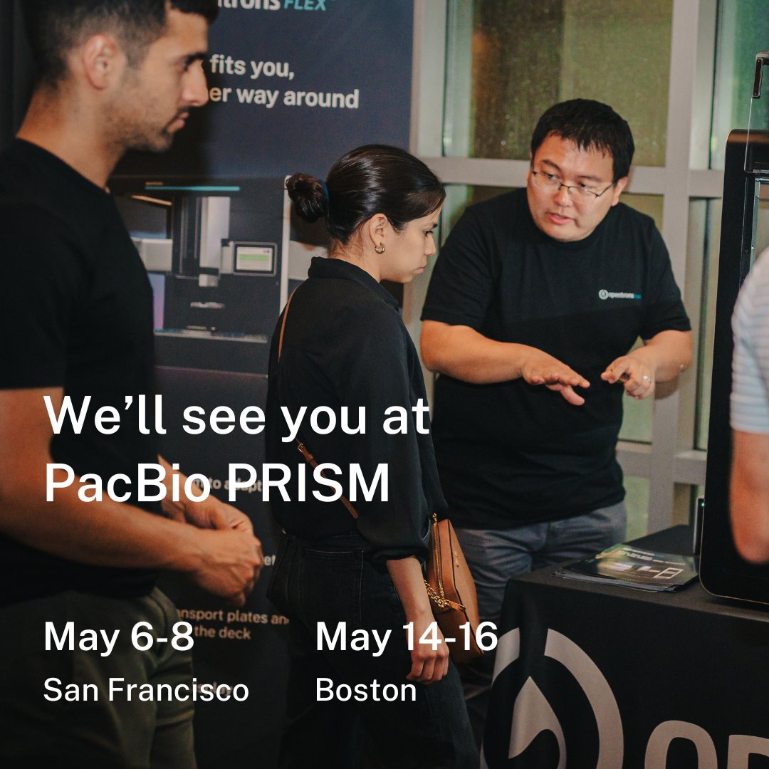 🚨 We’re heading to PacBio PRISM 2025!
Catch us in San Francisco (May 6–8) and Boston (May 14–16) 🧬✨

This flagship event brings together the genomics community to explore the future of long- and short-read sequencing — and we’ll be there showcasing how Opentrons is helping