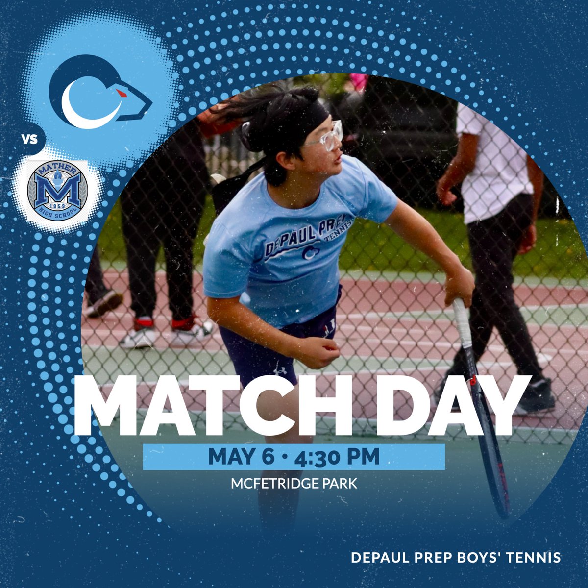 It’s a beautiful day for some tennis! The Rams take on Mather today at 4:30pm 🙌